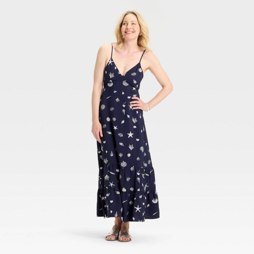 a new day Navy Shell-Print Maxi Dress